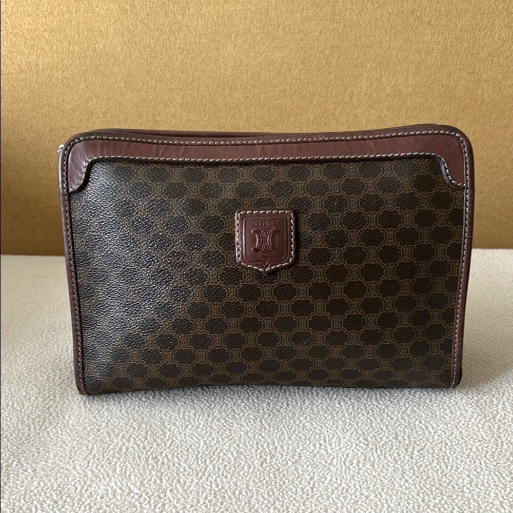 Celine Brown Geometric Clutch